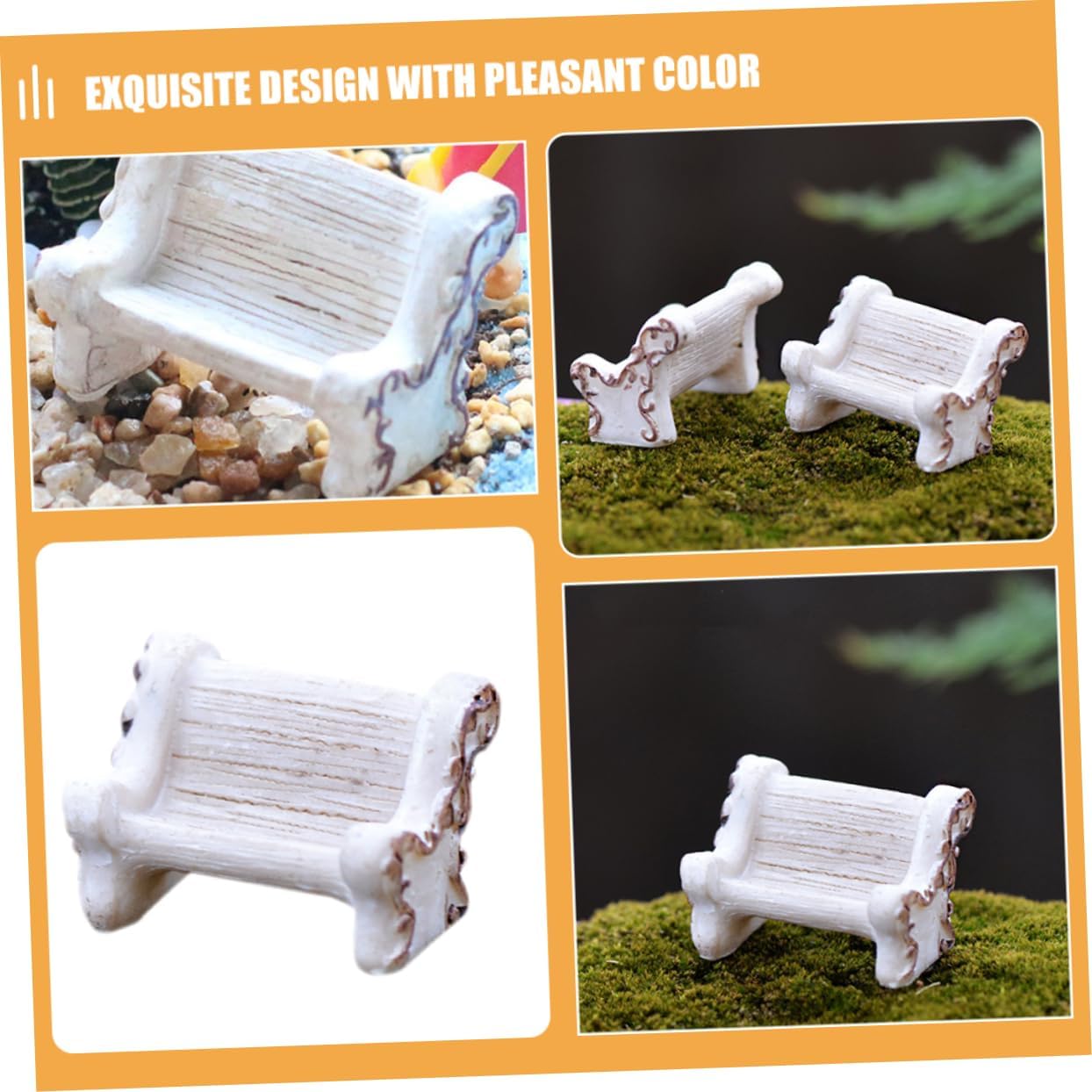 MERRYHAPY 6pcs Mini Resin Chair Decor White Landscape Furniture