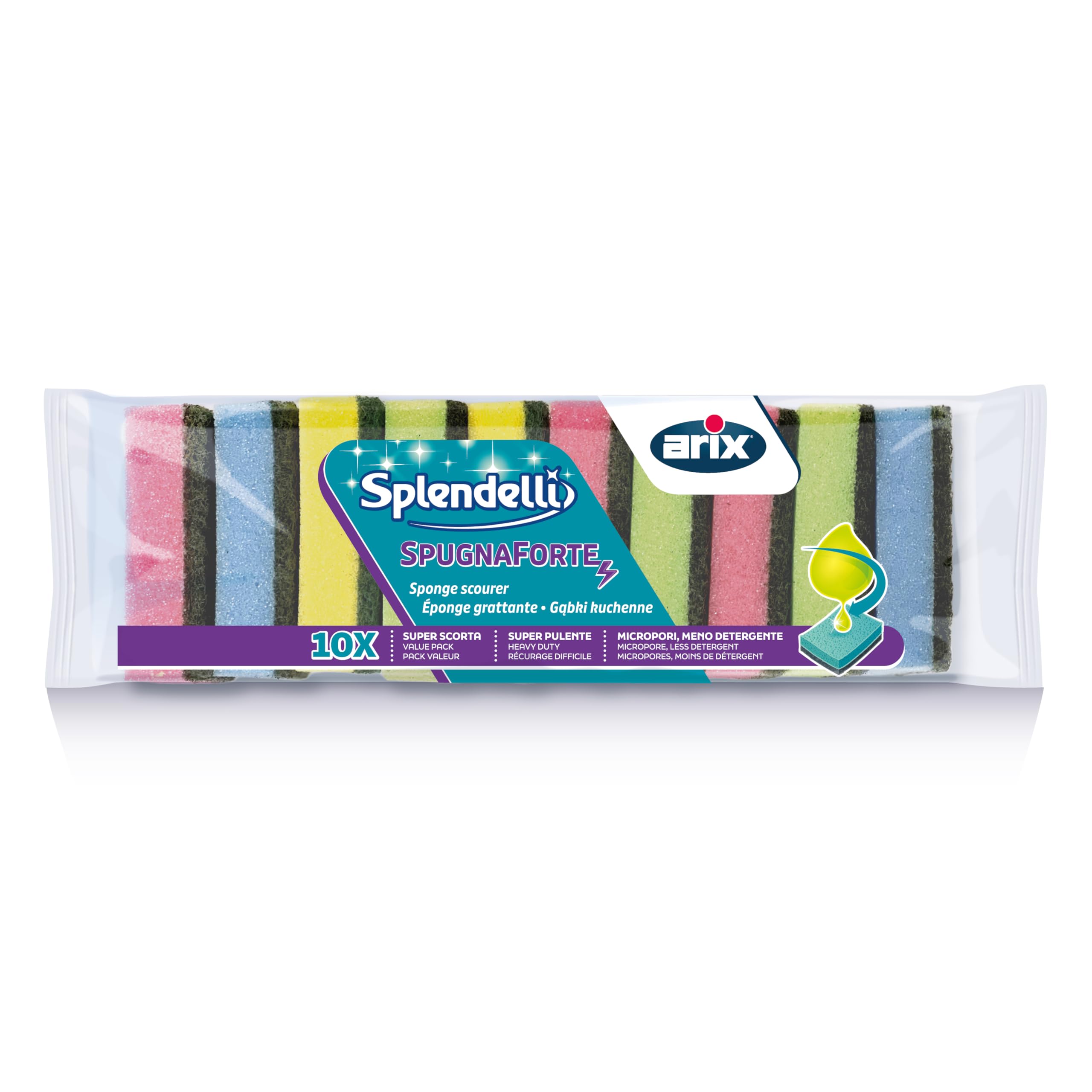 Arix Splendelli Sponge Scourer, 10 Piece, Multicolor