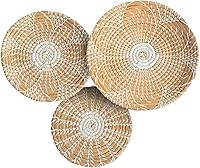 Vista 1 de ChicnChill Cesta tejida para decoración de pared, juego de 3 cestas tejidas a mano para pared con diseño africano, cestas rústicas para colgar