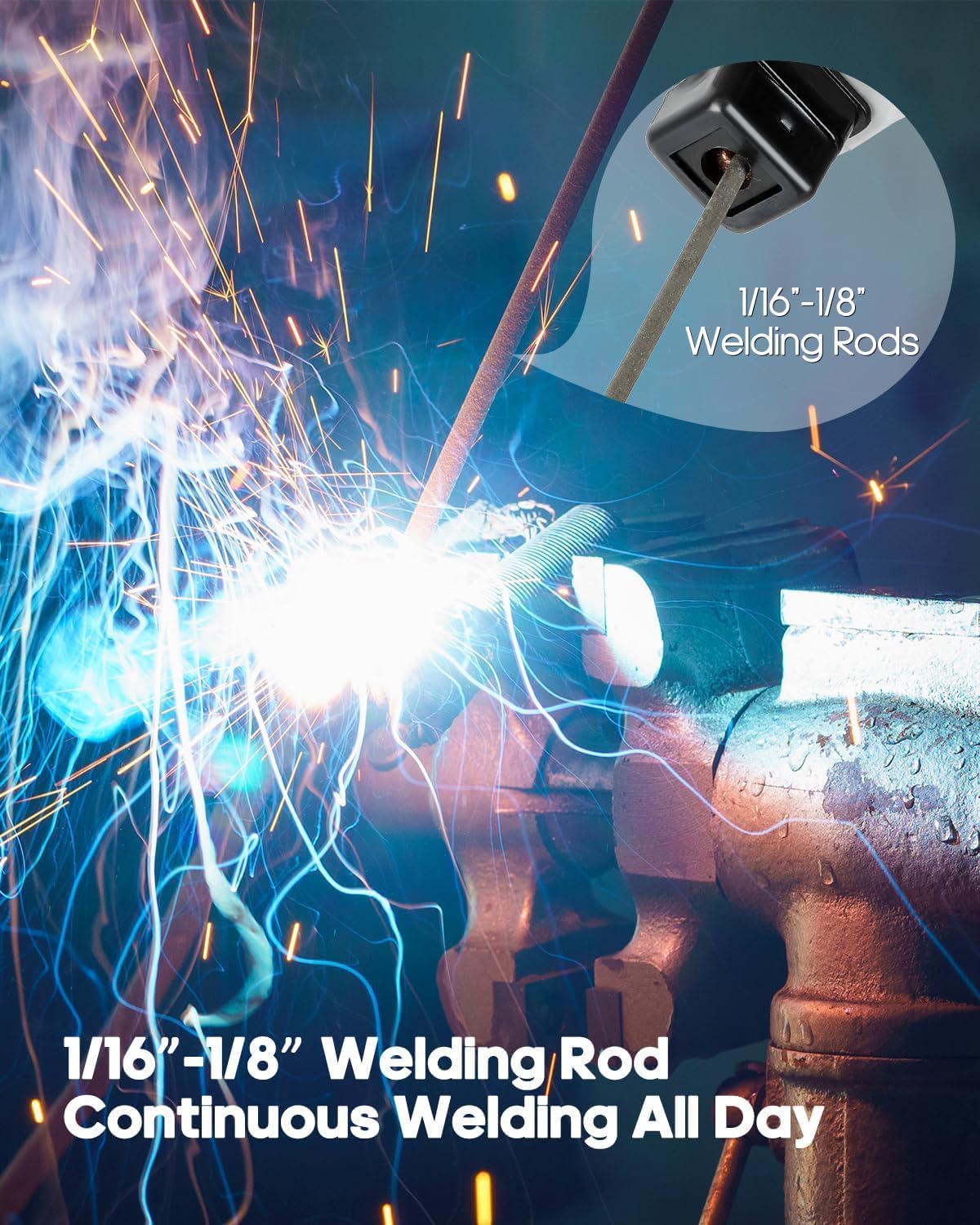 Handheld Welder Machine, 110V Portable Welding Machine with IGBT Inverter 6 Variable Current Adjustment 20-120Amp Welding Output Handheld ARC Welding Gun for 1/16"-1/8" All Size Welding Rod