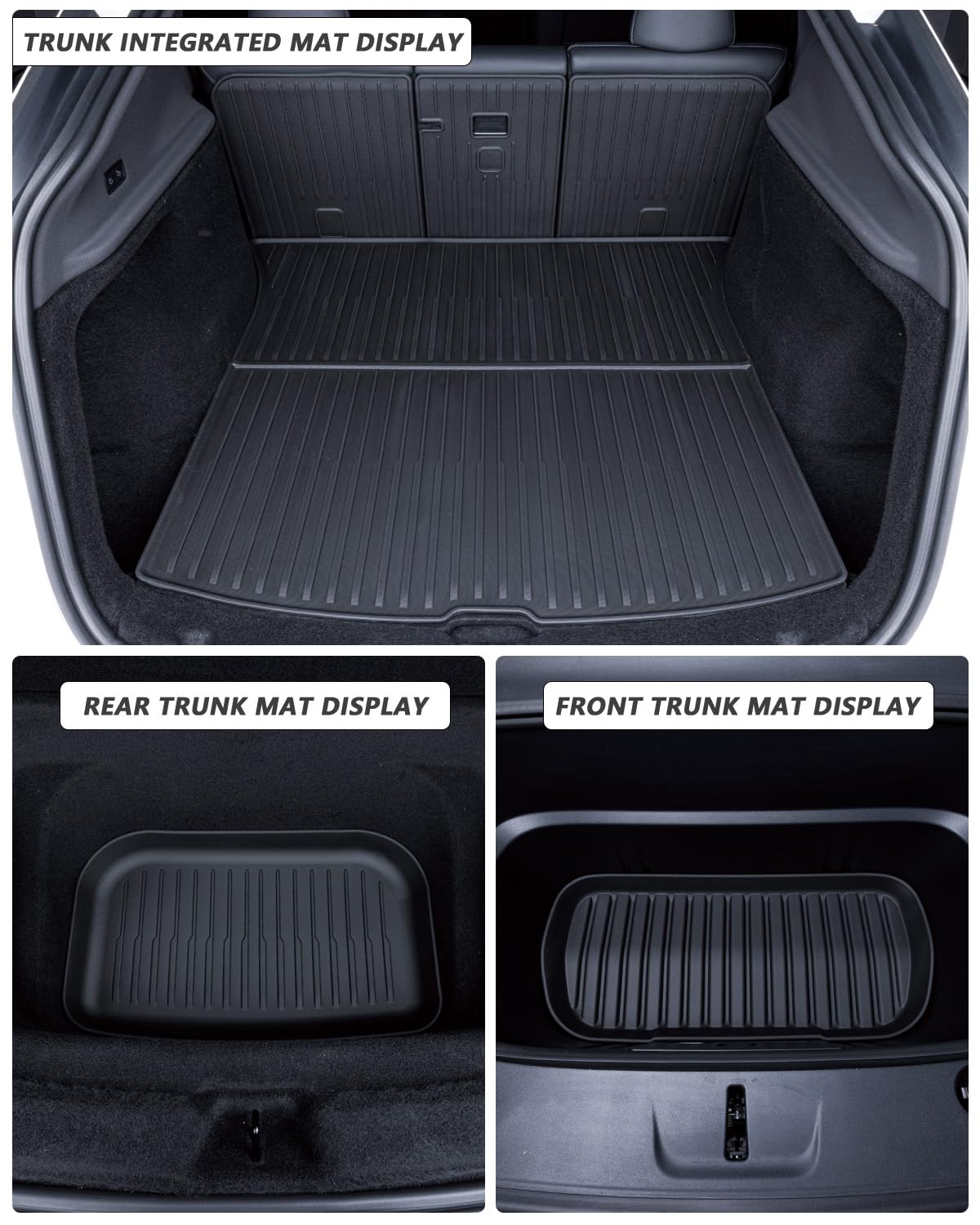 3W Tappetini per Bagagliaio per Tesla Model Y 2025 2026 Juniper (Non per New Standard 2026) 4 Pezzi, Facile da Pulire Tappetino Bagagliaio su Misura Posteriore, Vasca Baule Impermeabile in Thorex