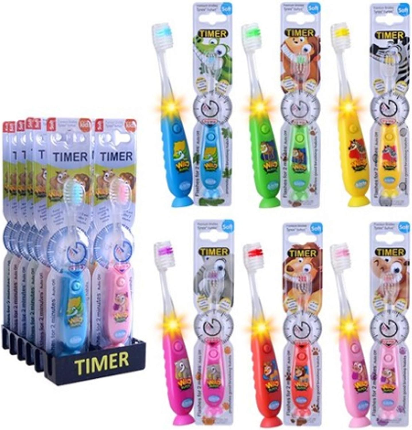 LED 2 Minute Timer Children's Toothbrush Jungle Friend Brush Light 6EA Set Twinklers by England