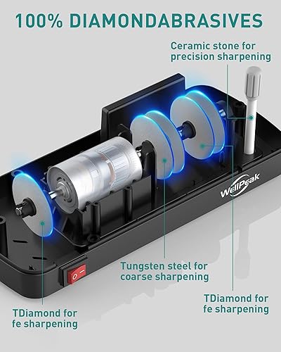 Miniatura 3 de Afilador eléctrico profesional de 4 etapas para chef comercial doméstico, abrasivo de diamante para cuchillos de chef de borde recto, varilla de