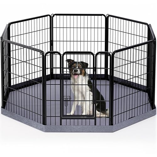 PETIME Dog Playpen,Metal Exercise Puppy Pen Heavy Duty Kennels Yard