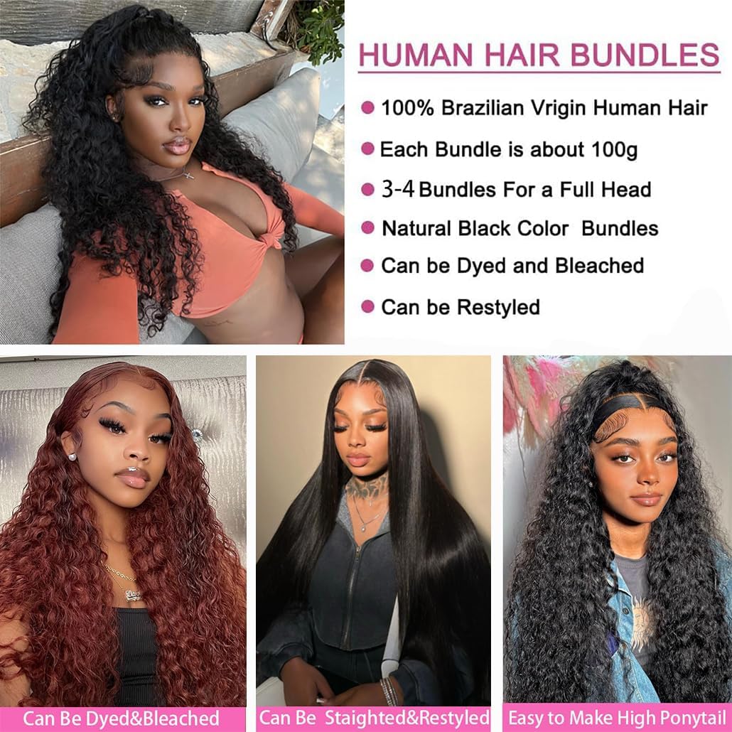 Amazon.com : Water Wave Human Hair Bundles 18 20 22 Inch 100  display picture 3