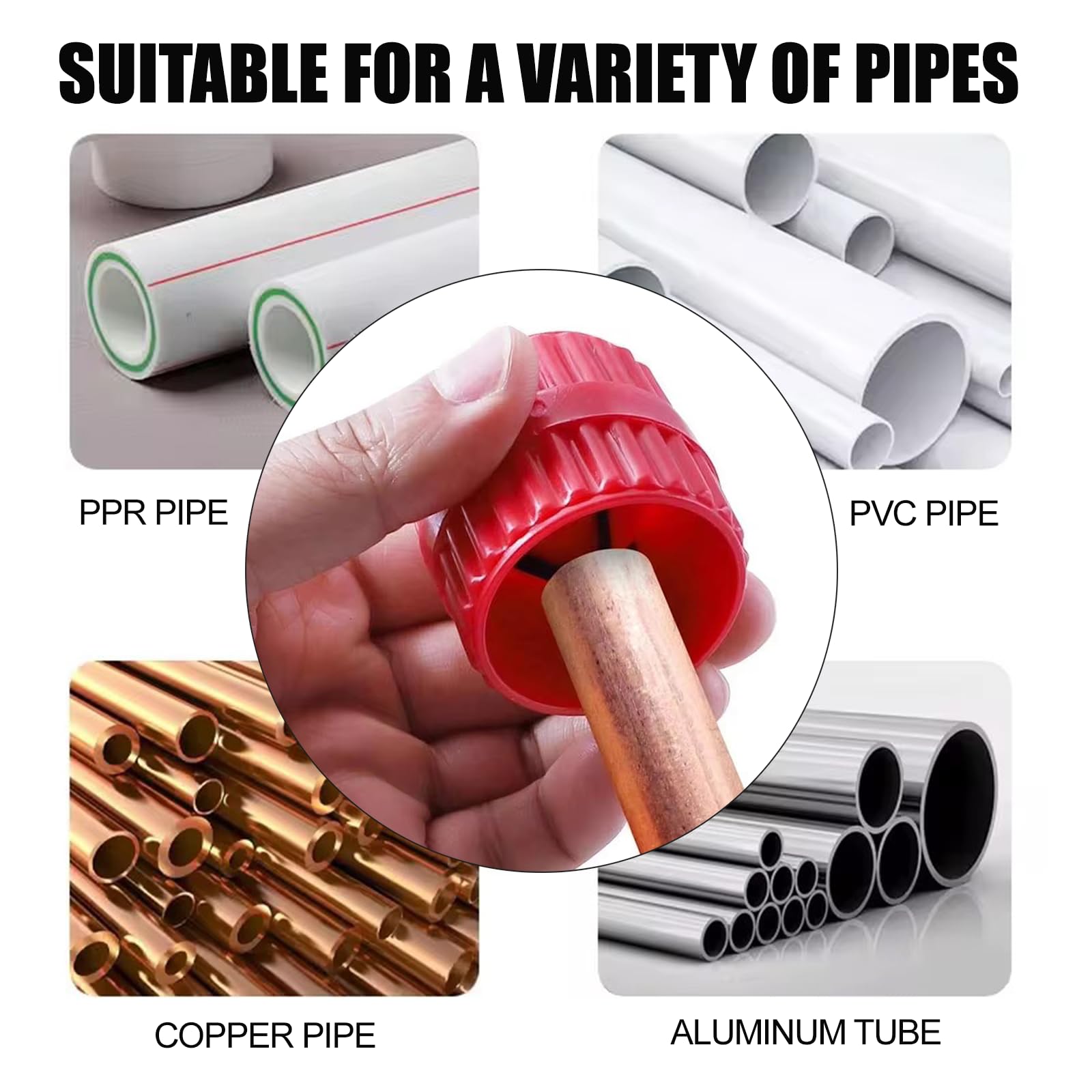 Herramienta de Desbarbado 2 en 1 Escariador Multicapa para Tuberías de Plástico y Cobre 5-38 mm Rojo