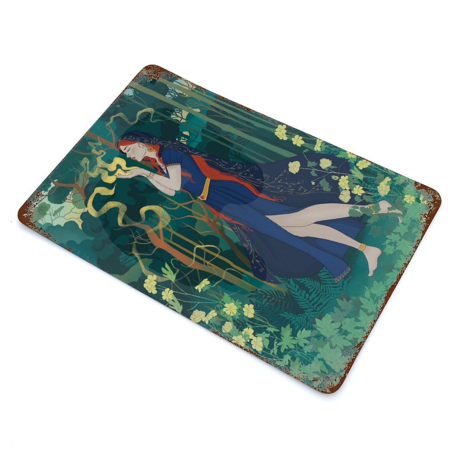 Forest Enchantress Weathered Tin Sign 11.8"x7.9", Novelty Wall Decor for Garage, Pub Or Kitchen