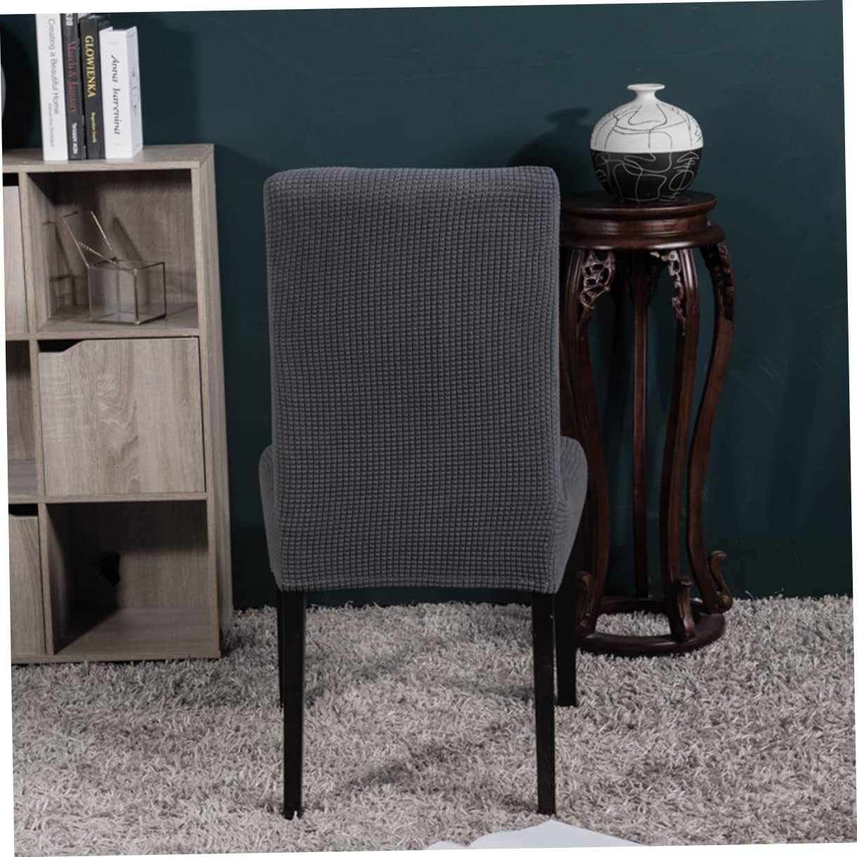 6pcs Dining Chair Seat Covers Stretchy Slip Cover Elastic Full Body Protector for Home Office Grey