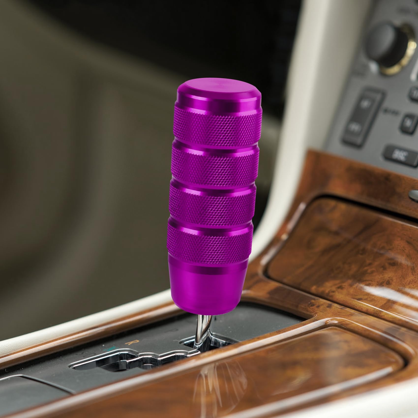 Car Shifter Knob, Shift Knob, 3.74" Aluminum Alloy Weighted Gear Shift Lever Handle with 3 Threaded Adapter M8/M10/M12, Manual Transmission Non-Slip Gear Shifter Lever for Most Cars (Purple)