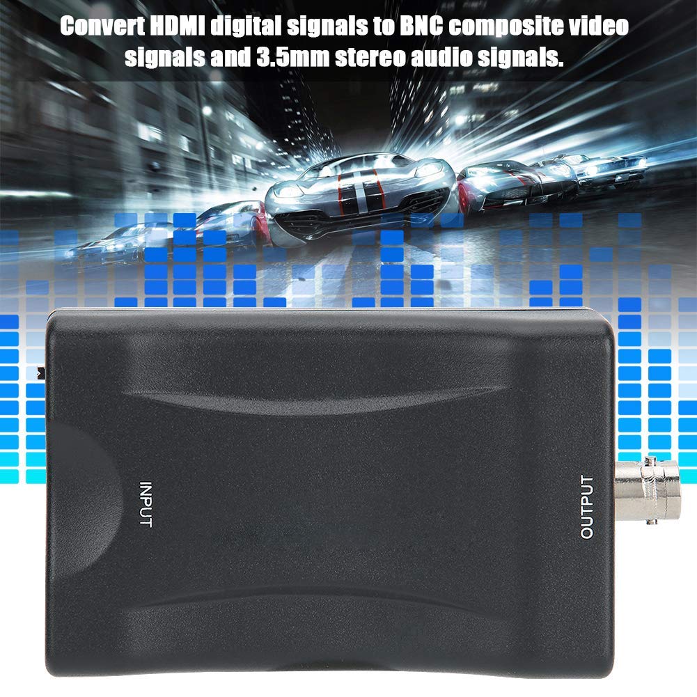 Tosuny Convertitore Video da HDMI a BNC Nero, Convertitore Video da HDMI a BNC per Display TV, Compatibile con Sistemi Pal/NTSC per Registratore Dvd, per Segnale Stereo