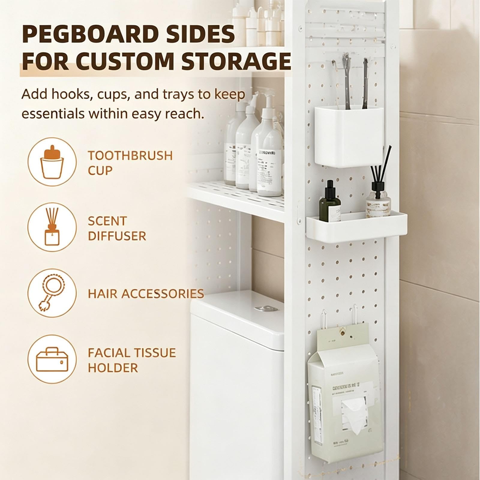Generico Mobile Lavatrice Contenitore da Bagno Sopra WC Porta Asciugamani