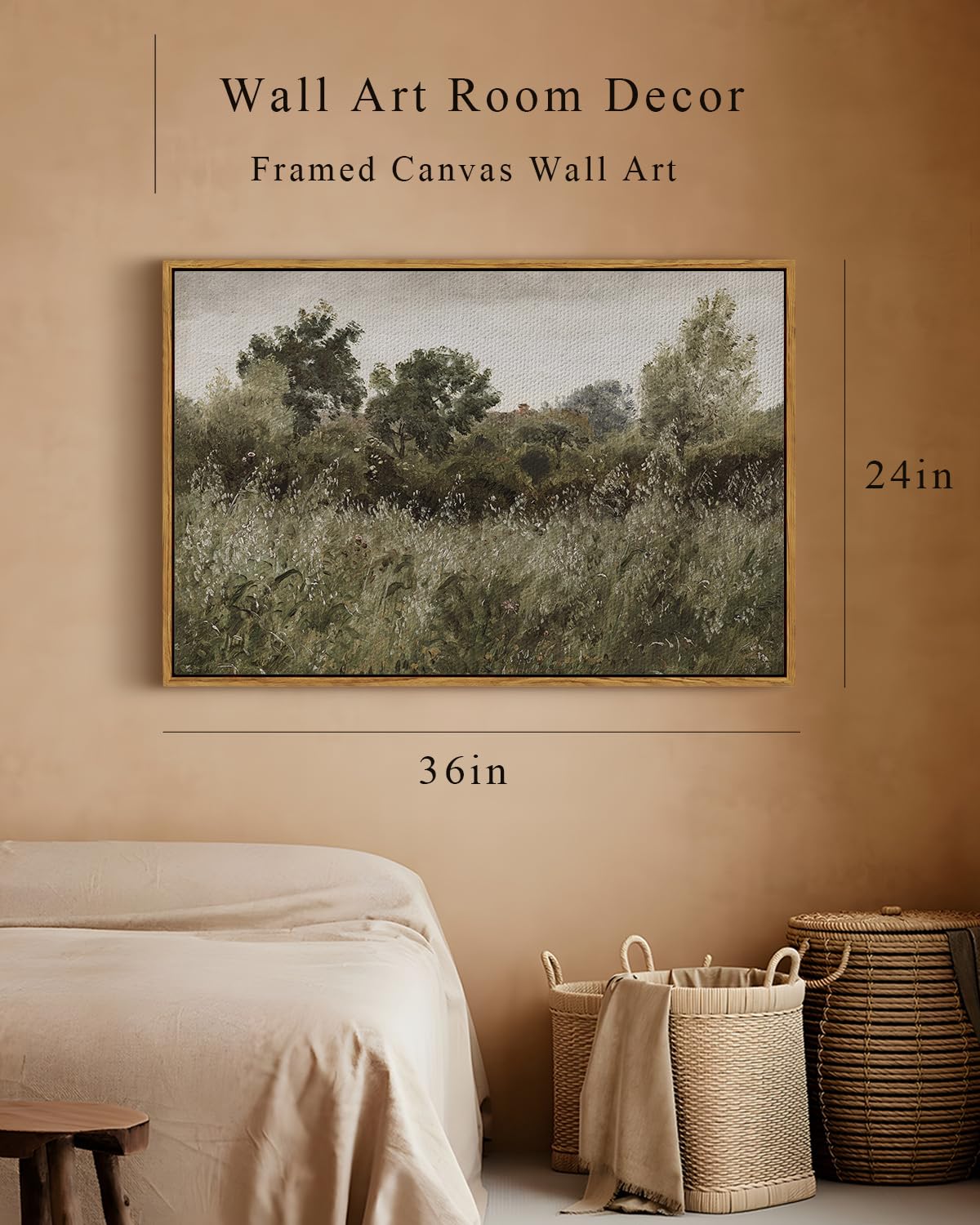 Amazon.com: InSimSea Framed Canvas Wall Art, Countryside Field