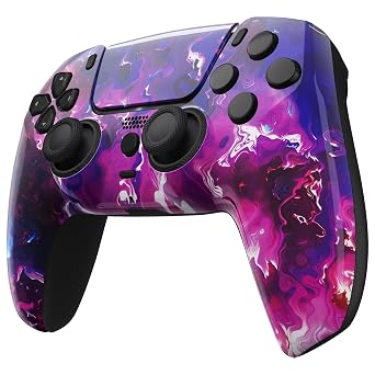 Custom Controllerzz Purple Magma Controller Bundle Includes Purple Magma Custom Wireless Controller for PS5, PC & Braided USB-C Cable & Universal Protective Case