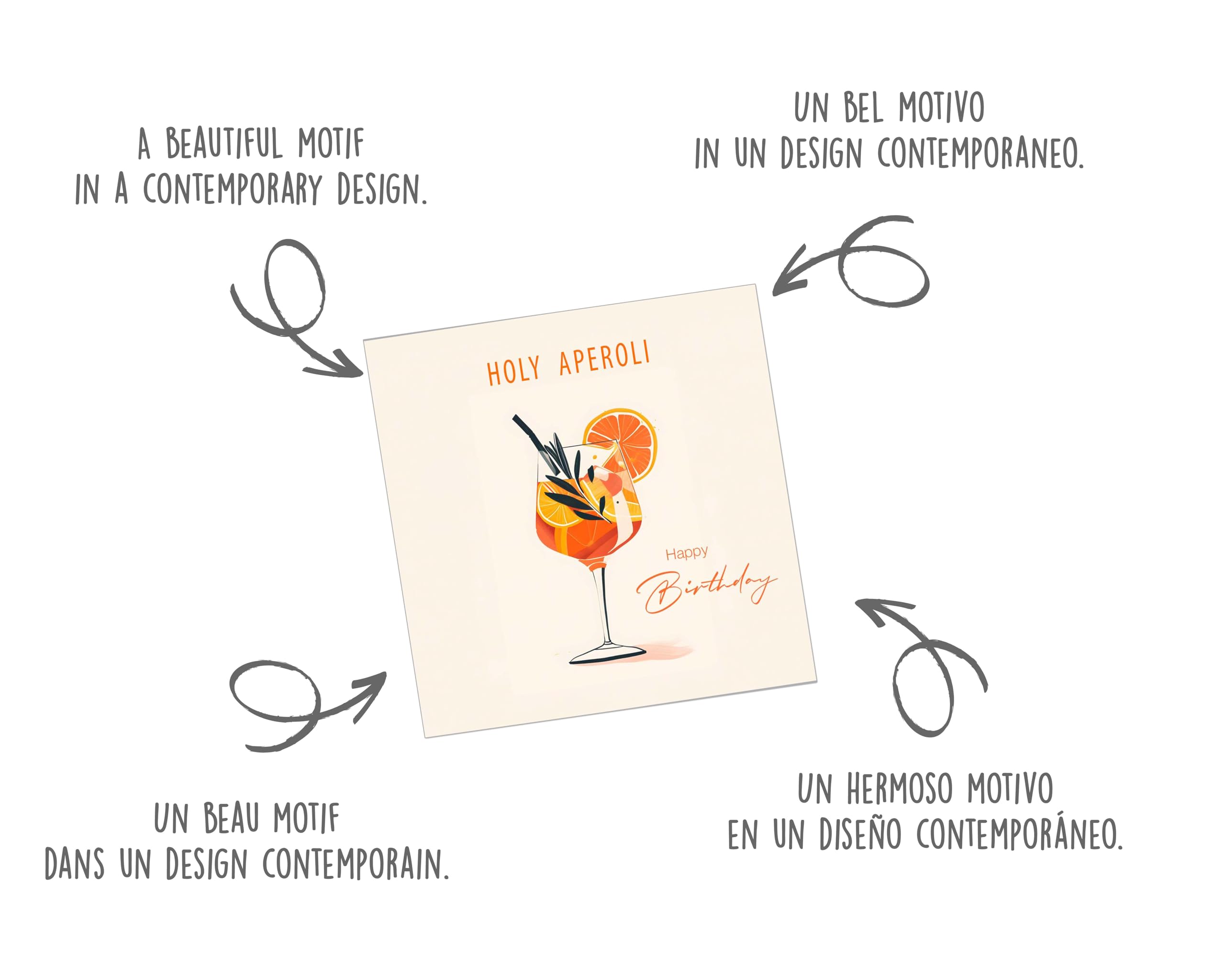 Edition Seidel Carte D'anniversaire De Qualité Supérieure Avec Enveloppe - Carte De Vœux Avec Inscription En Allemand « Happy Birthday » Pour Homme Et Femme - Holy Aperoly (G3667 SW024