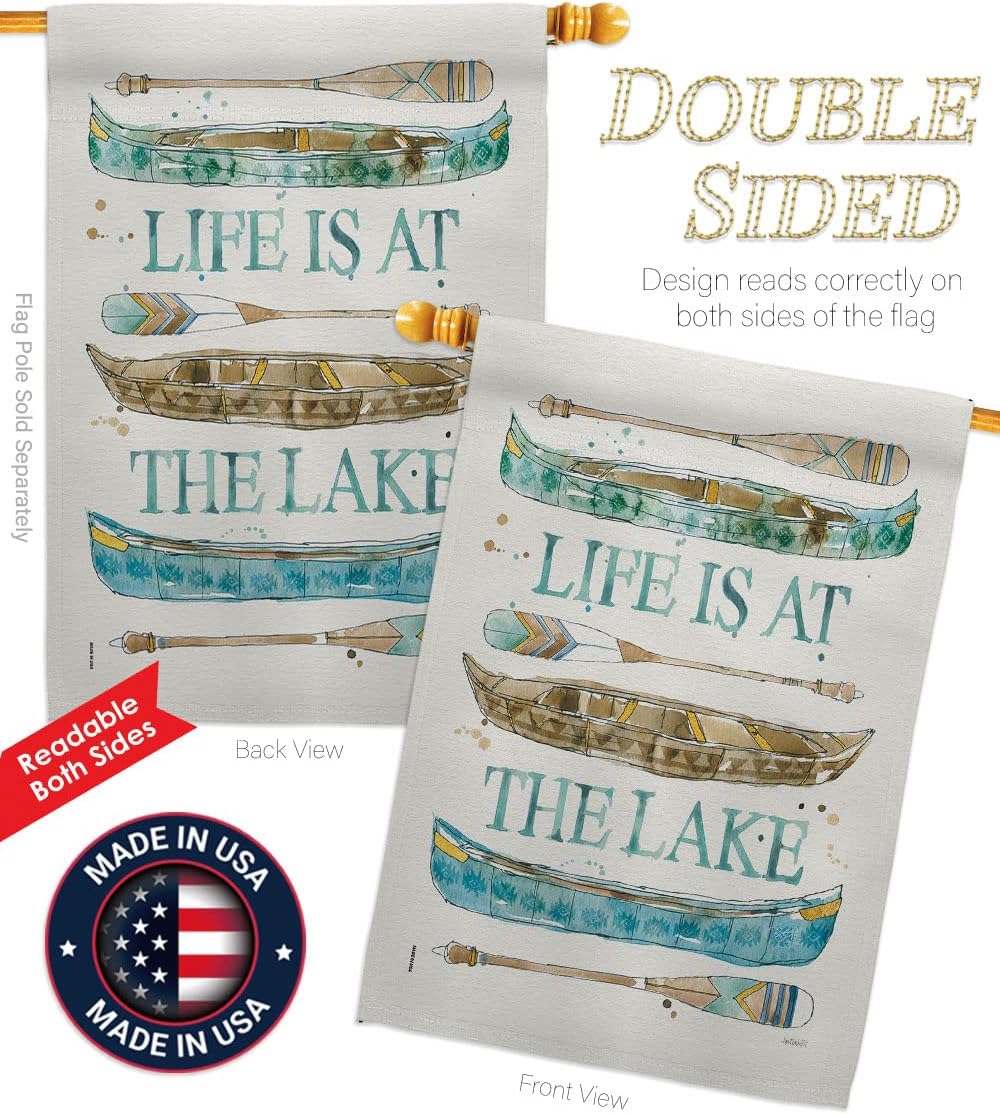Breeze Decor H109071 Life At The Lake Nature Outdoor Decorative Vertical House Flag, Multicolor, 28" x 40"