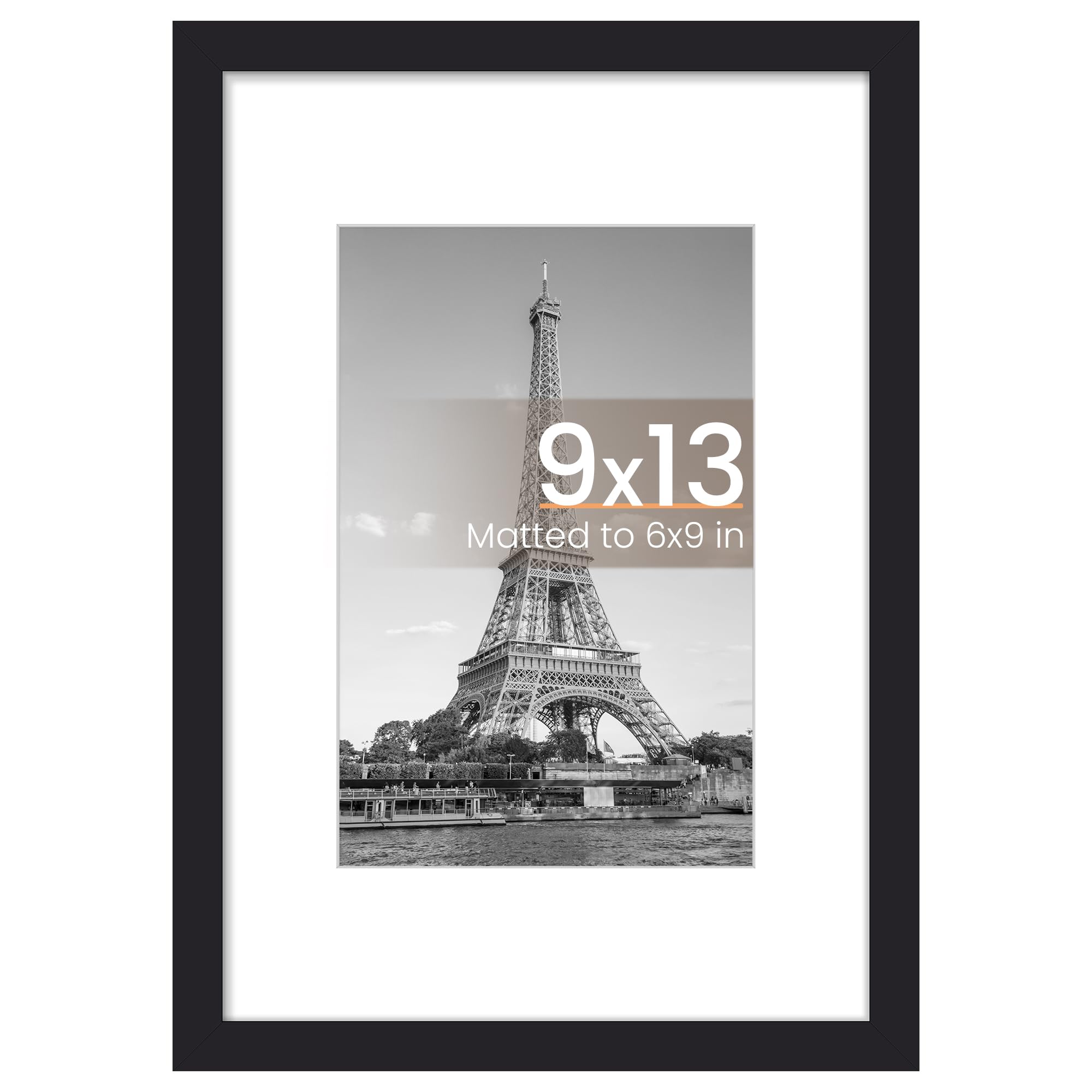 upsimples 9x13 Picture Frame, Wall Decor Photo Frames, Black 1 Pack | 9 x 13 Frame, 6x9 Frame with Mat for Gallery Wall, Family, Baby, Dog, Dorm, Christmas