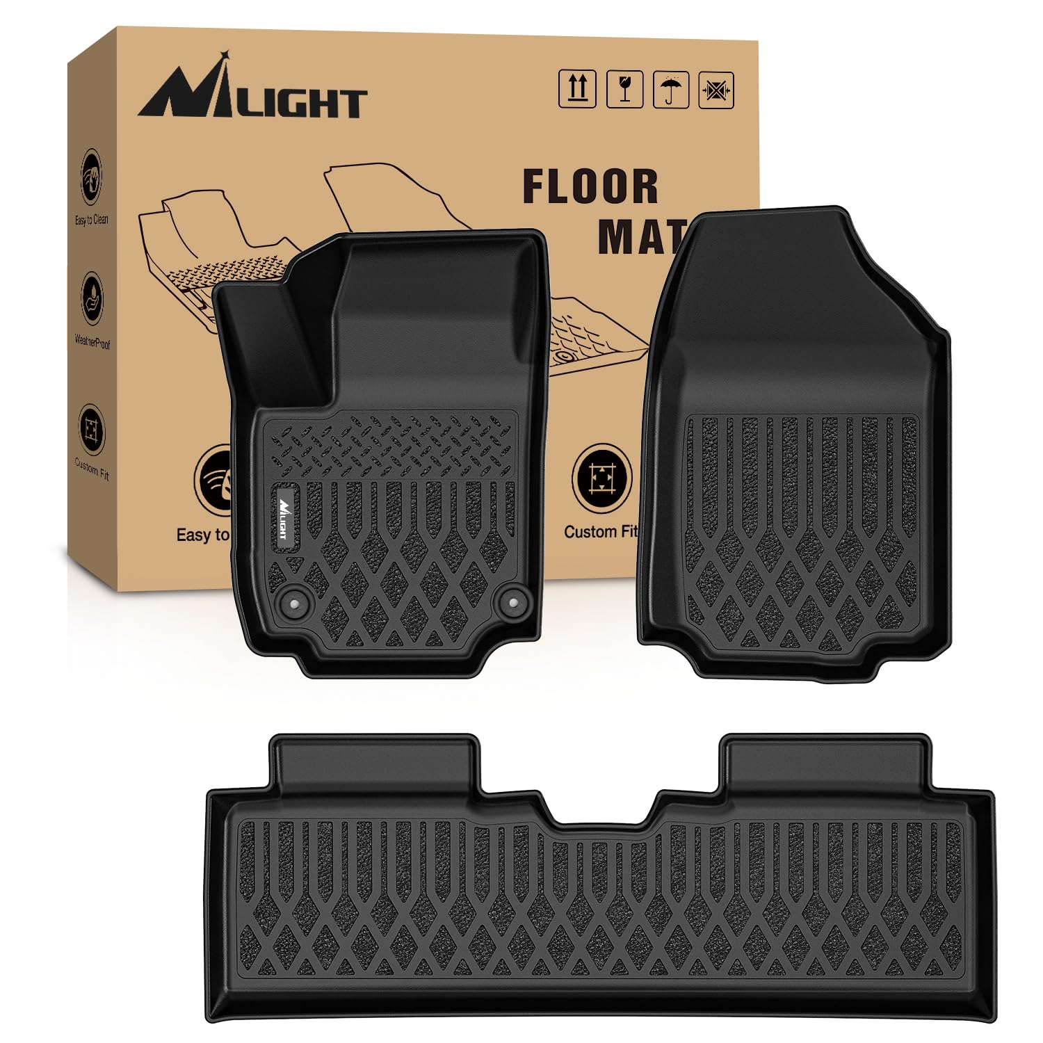 Nilight TPE Floor Mats for Chevy Equinox GMC Terrain (Fuel Model Only) 2025 2026 All Weather Custom Fit Heavy Duty Floor Liners