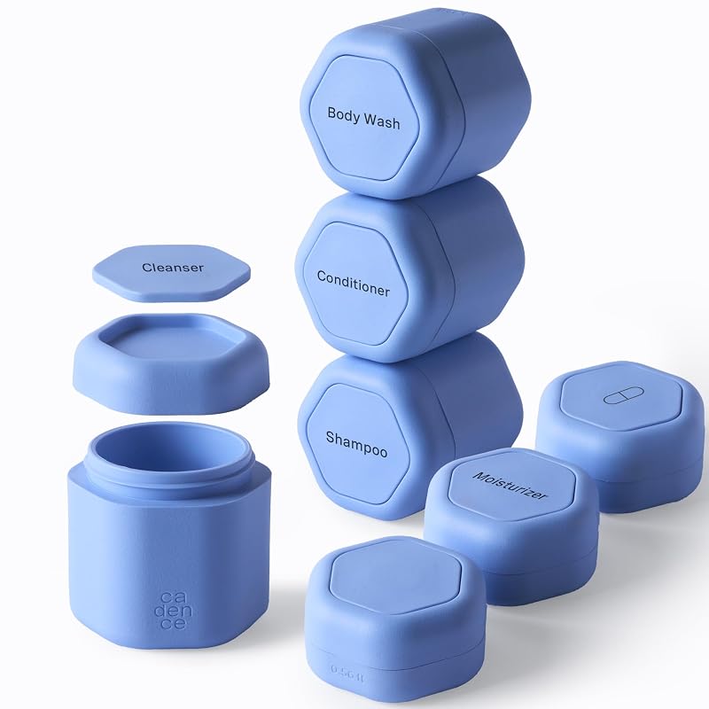 Cadence Conjunto de Cápsulas para Rotina Diária com 4 recipientes médios e 3 pequenos, etiquetas magnéticas e tampas — Pacific
