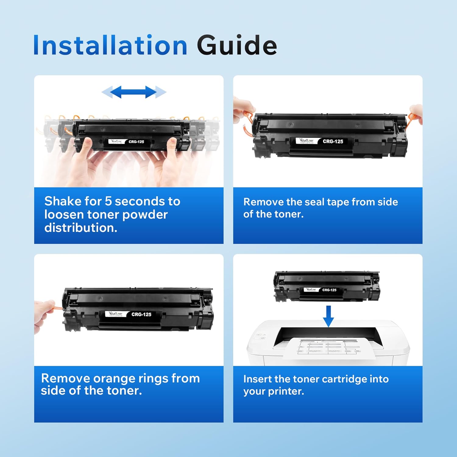 Valuetoner Compatible Toner Cartridge Replacement for Canon 125 Black Toner Cartridge CRG-125 3484B001AA High Yield for ImageClass MF3010 LBP6030w LBP6000 LBP6000B LBP6020 LBP6020B LBP6018 Printer