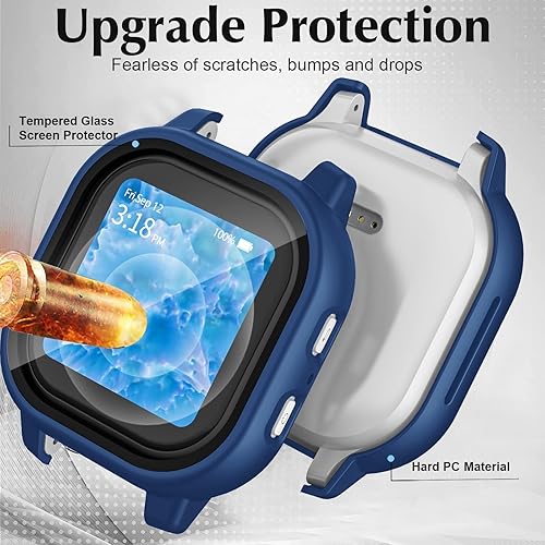 Miniatura 2 de Paquete de 2 fundas protectoras compatibles con Gabb Watch, protector de pantalla de policarbonato duro, vidrio templado integrado compatible con