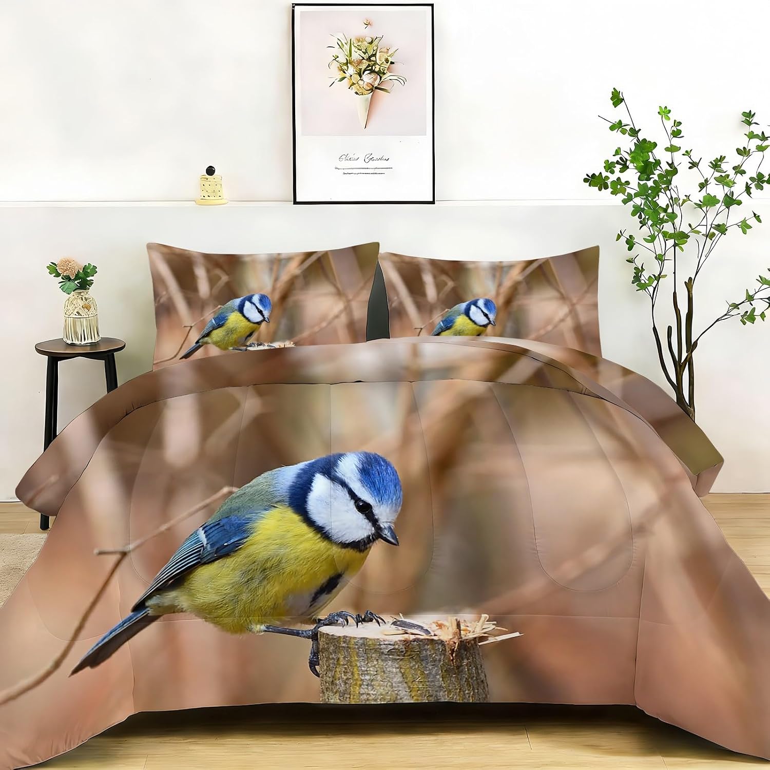 Tit King Size Comforter Set, Brown Comforter King Size Luxury Soft Microfiber Fluffy Printing Duvet Insert, Quilt with 2 Pillowcases for Kids and Adults YUb2867