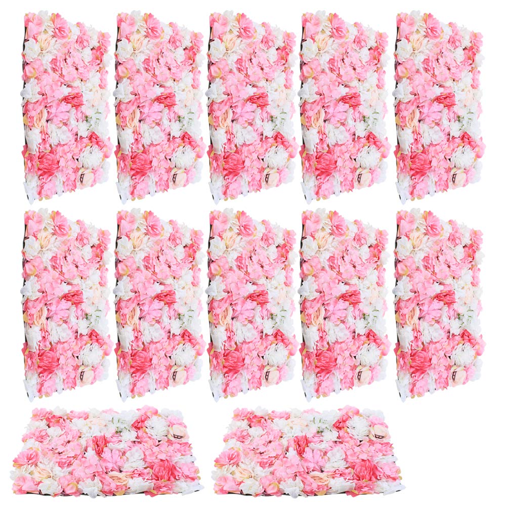 12 Stück Künstliche Blumen Wandpaneele, Blumenwandpaneel, 40x60cm | Seidenstoff, Wanddeko Blumen, für Hochzeit, Valentinstag, Zuhause,Hintergrunddekoration