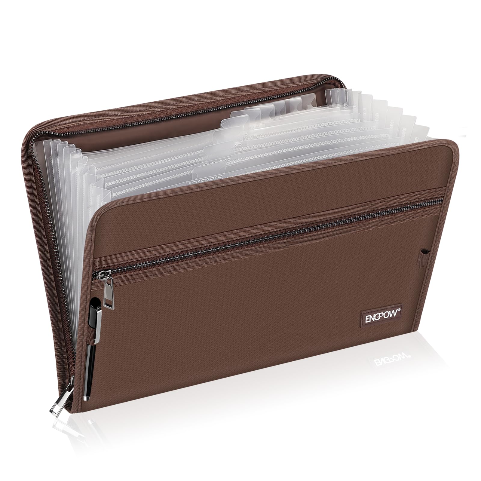 ENGPOW Accordion File Organizer,Fireproof 13 Pockets Expanding File Folder,Document Organizer Folder with Zipper＆Labels,Portable Home Travel Safe
