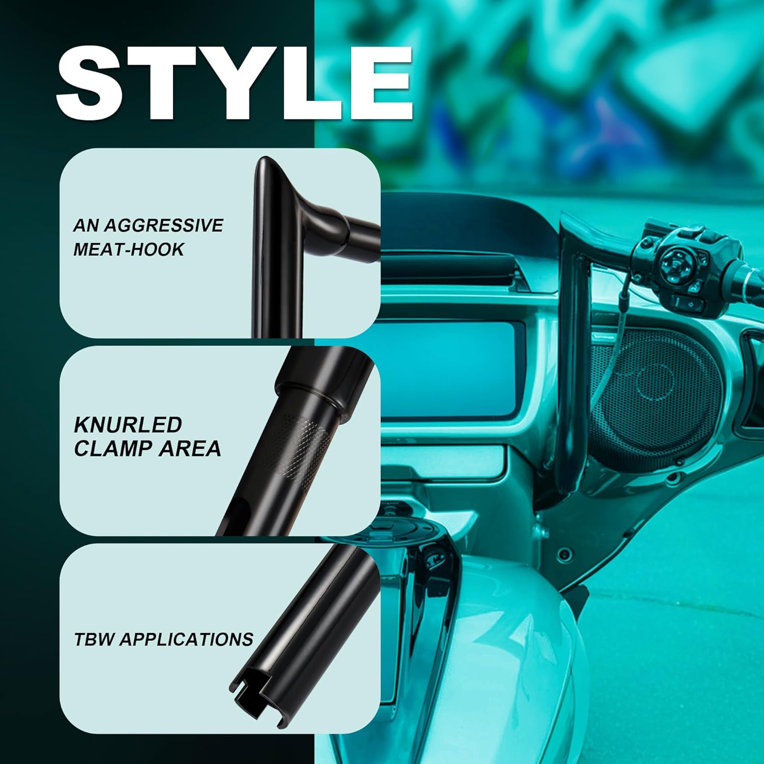 MoKitDora Street Electra Glide Prewired Handlebar 10" Rise 1-1/2" Fat Ape Hanger Bagger Meathook Bars for Harley 1996-2006 Ultra Classic FLHX FLHT, Black