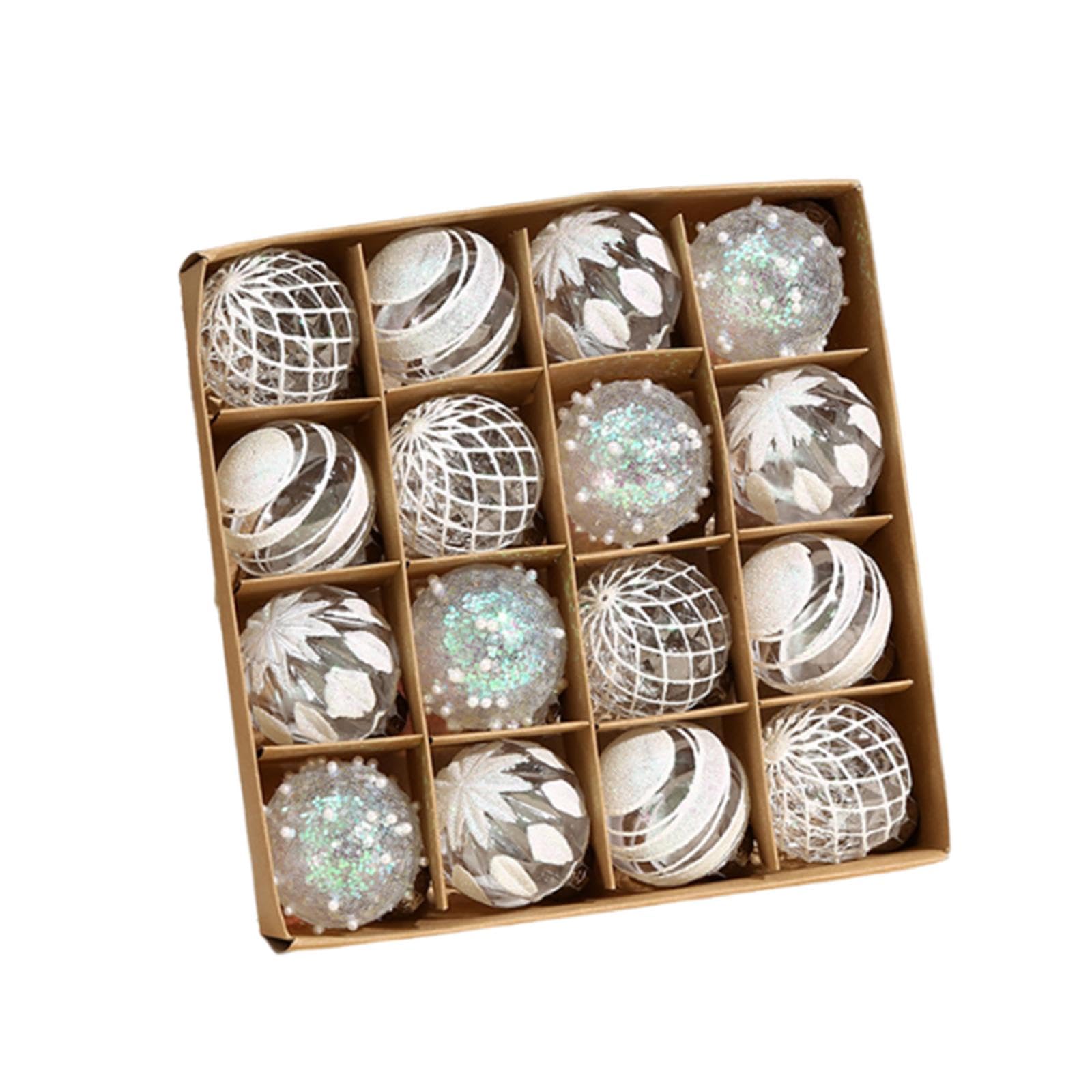 Boules de Noël blanches en PETG lot de 16 ornements réutilisables pour sapin festif