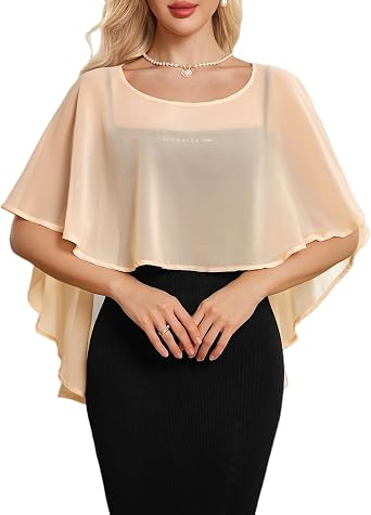 Avidlove Chiffon Shawl Wraps for Evening Dresses Wedding Bridesmaid Cape