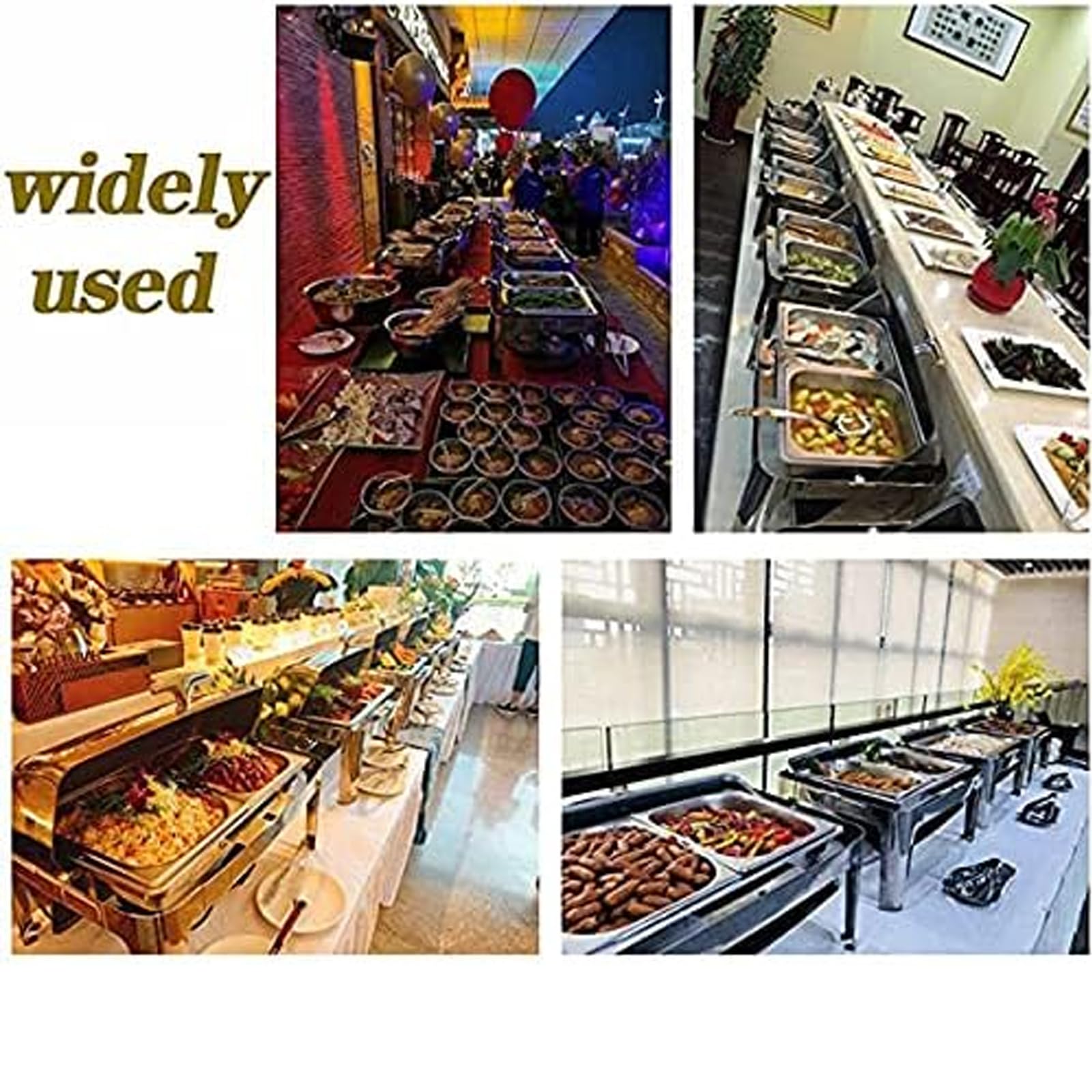 Roll Top Chafing Dish, 9L Full Size Stainless Steel Rectangular Chafer Food Warmer with Food Pan, Water Pan and Fuel Holders for Buffet, Wedding, Parties, 1 Pack,