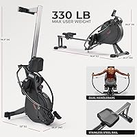 Vista 6 de Sunny Health & Fitness Máquina de remo compacta de movimiento completo con resistencia ajustable, remo de entrenamiento de cuerpo completo de bajo