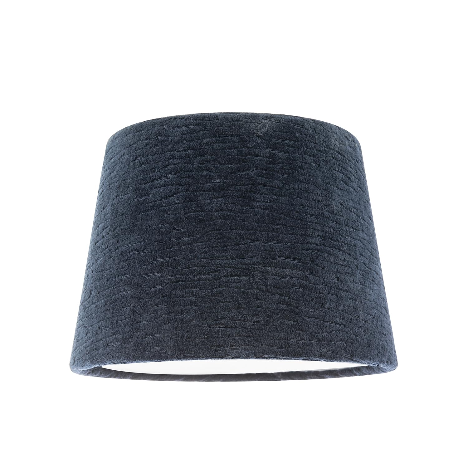 Thick Lined Textured Navy Midnight Blue Velvet 25cm Drum Lamp Shade with Satin Shimmer Inner Lining | Traditional Classic Design by Happy Homewares