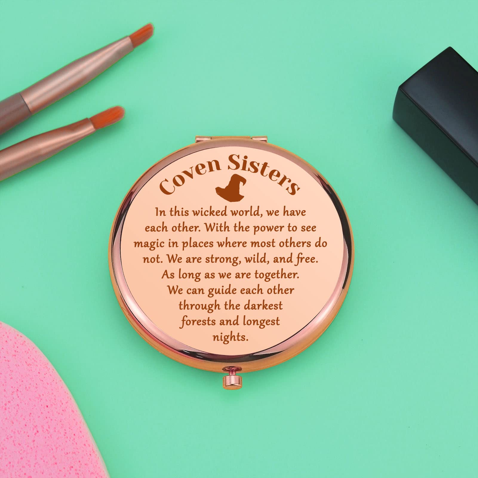 Witchy Gifts Witch Stuff Compact Makeup Mirror for Coven Sister Birthday Gifts for Witchcraft Lover Witchy Friend Gift Halloween Party Gift Folding Makeup Mirror for Girl Friends