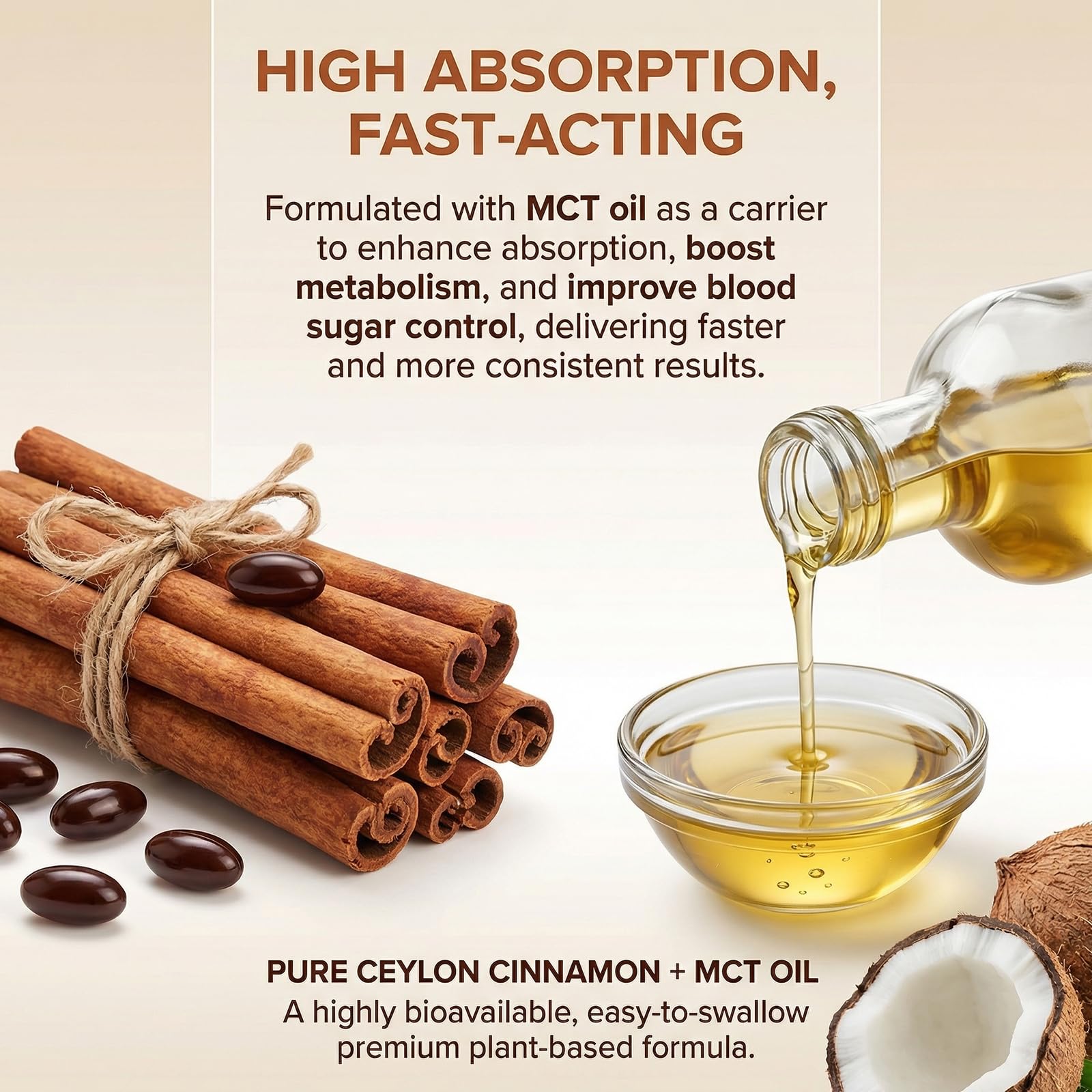 Ceylon Cinnamon Soft Gels with MCT Oil, Organic Ceylon Cinnamon Capsules, Highly Bioavailable Cinnamon Supplements, Non-GMO, Gluten Free, Micro Ingredients Formula – 300 Softgels (2Pack) — view 4