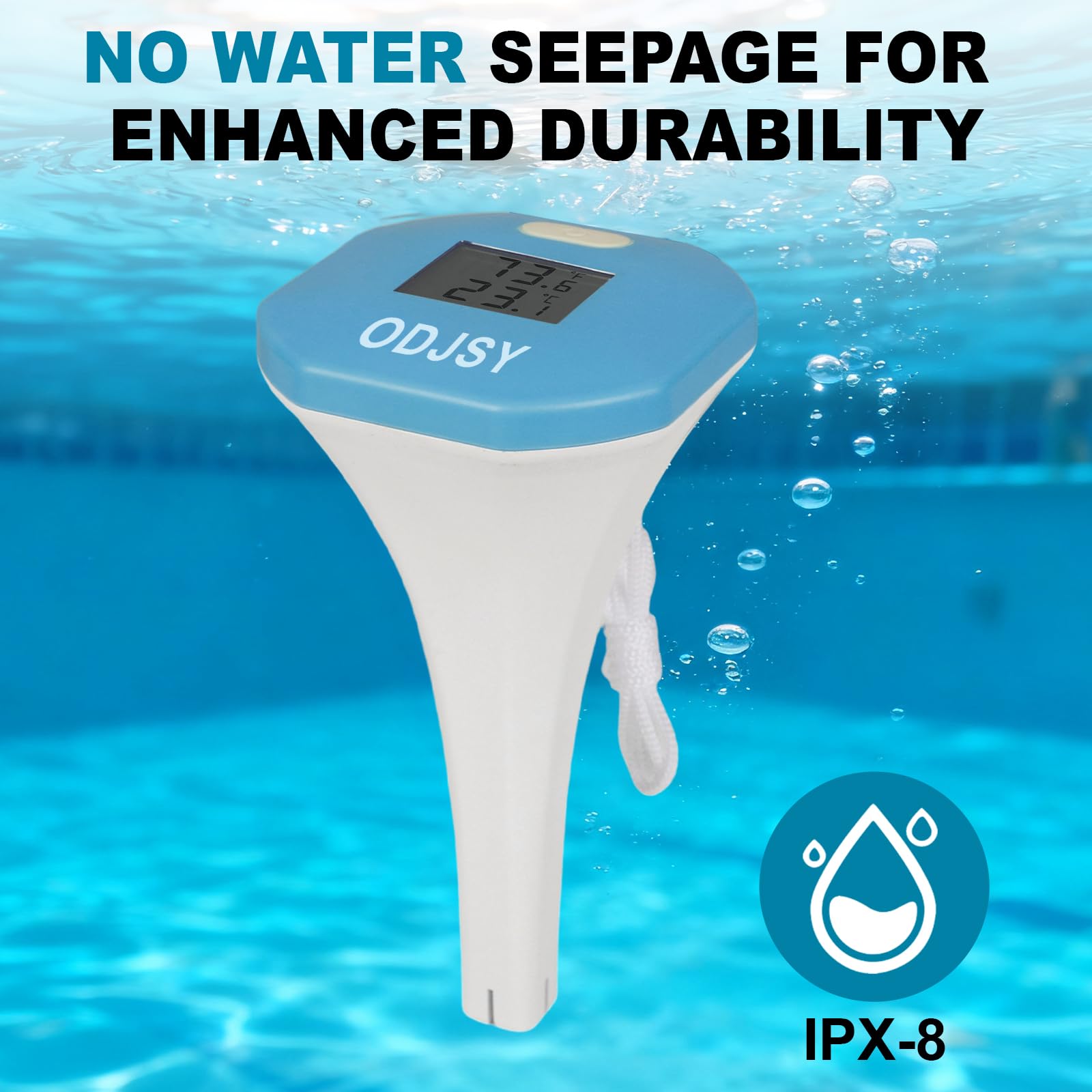 Termometro da piscina, tester digitale della temperatura dell'acqua con display LCD per piscine, spa, vasche idromassaggio e acquari (blu/verde)