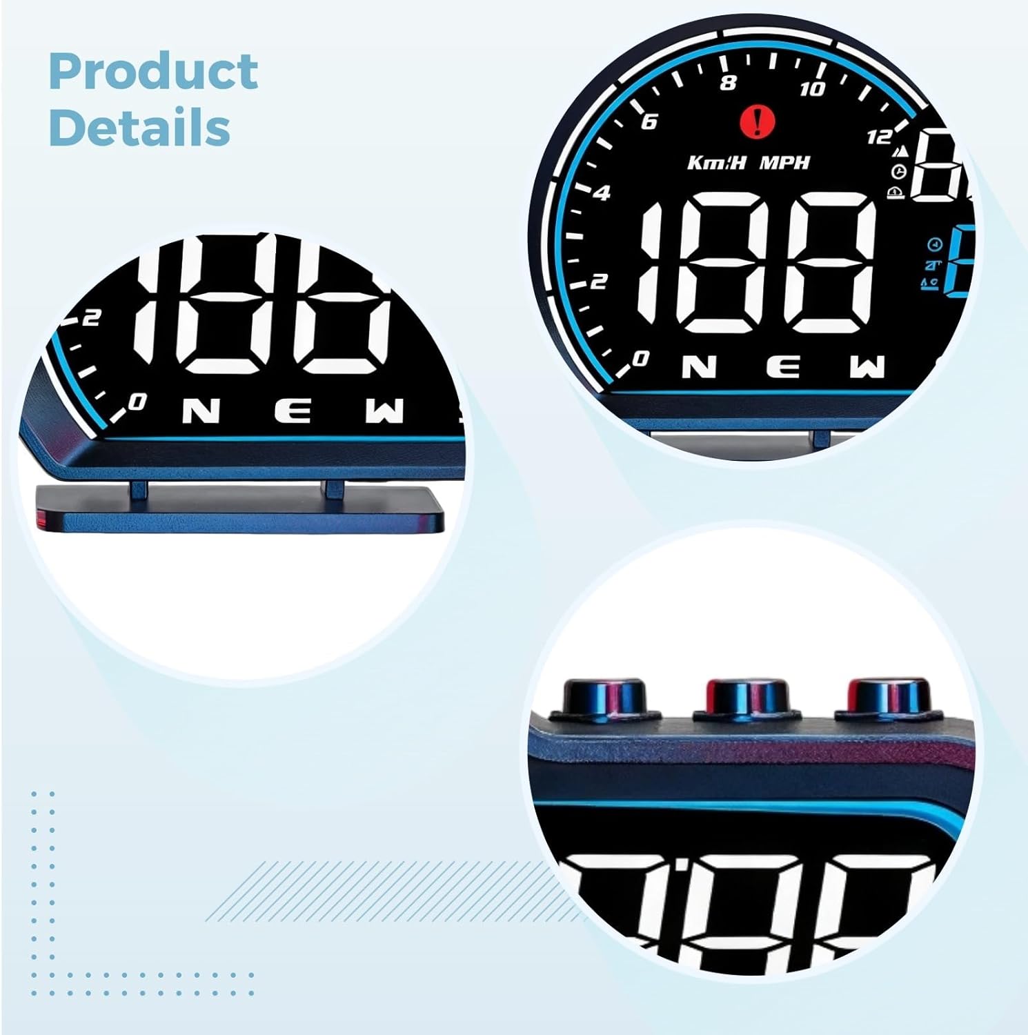 Digital Car GPS Speedometer, G16 Heads Up Display, Large Screen, Speed Alerts, Auto Brightness, Universal for All Vehicles