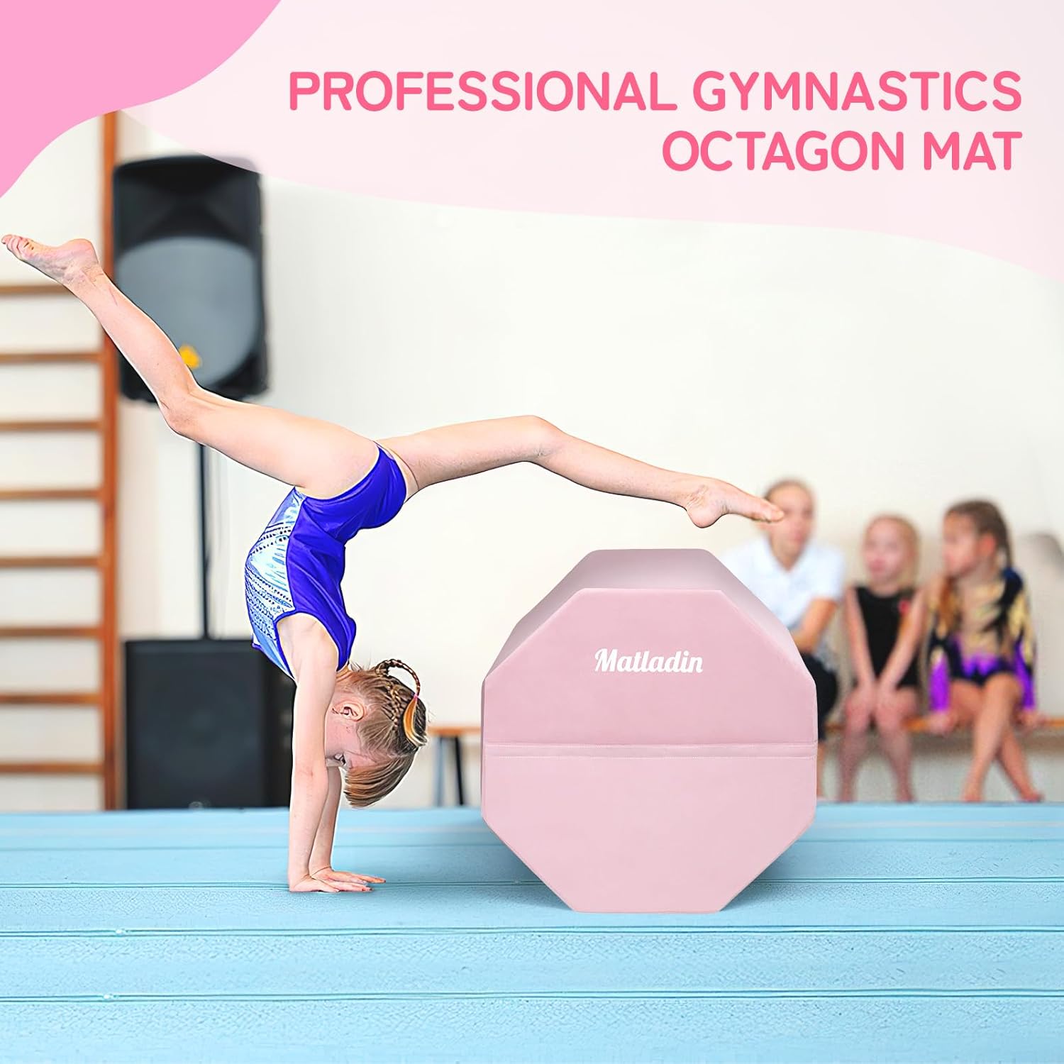 Matladin Gymnastics Octagon Mat, 24"x26" Tumbling Equipment with High Density Sponge Filling, Exercise Mats for Cheerleading Martial Arts and Home Gym Use