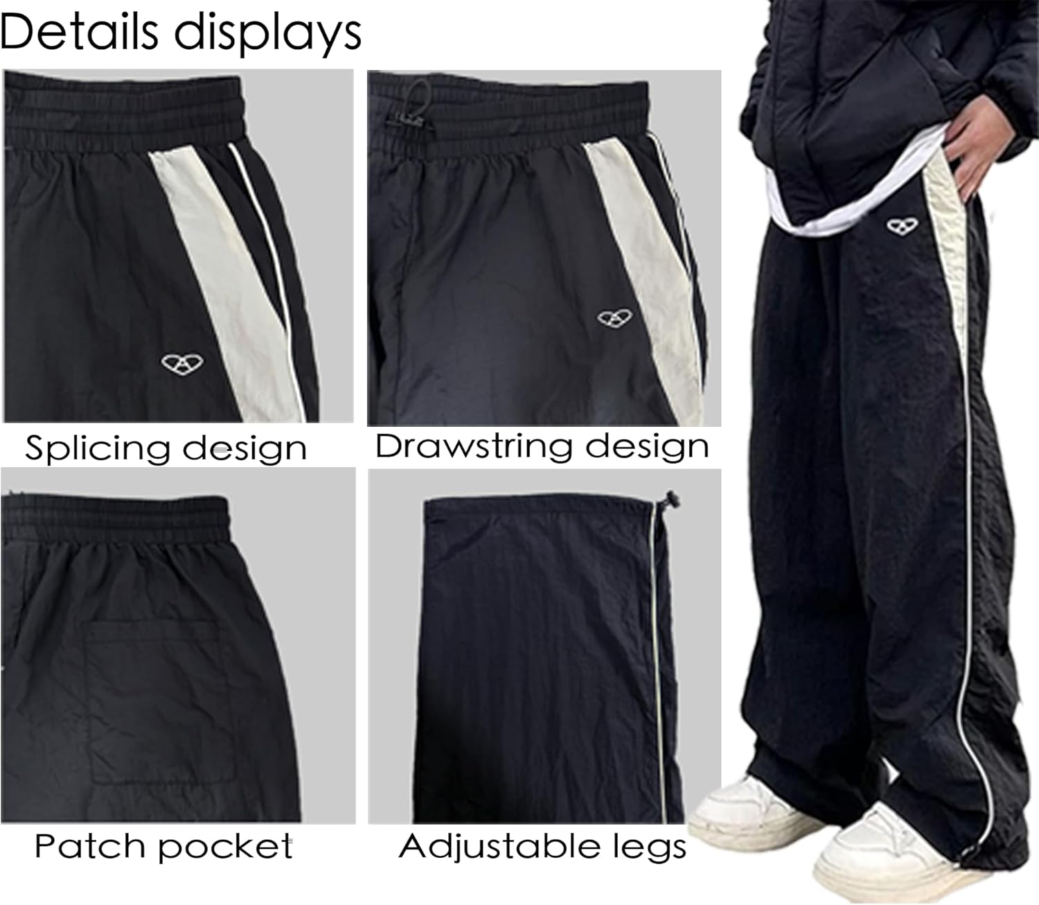 Mens Straight Leg Baggy Sweatpants Y2k Cool Parachute Pants Joggers Drawstring Track Pants for Men - Image 5