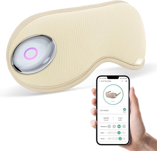 DSNOS Máscara de ojos de masaje, máscara de ojos térmica, compresa de ojos térmica inalámbrica para ojos secos, relajación de la fatiga ocular,