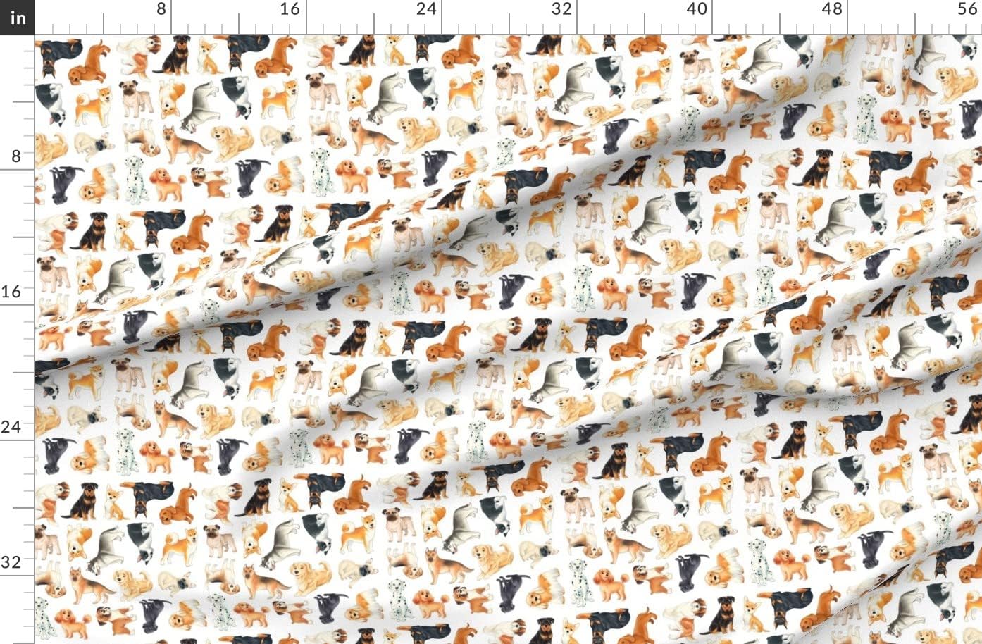 Spoonflower Fabric - Dogs Pattern Labrador Corgi Rottweiler Pug Beagle Dalmatian Boxer Printed on Polartec(R) Fleece Fabric by The Yard - Sewing Blankets Loungewear and No-Sew Projects