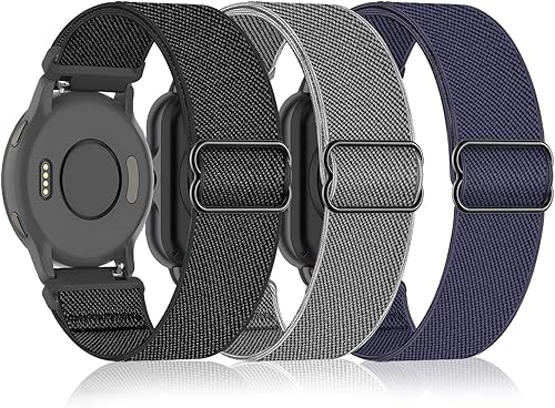 Bolesi Paquete de 3 correas elásticas de nailon de 0.71 pulgadas para Garmin Venu 2S  Venu 3S Vivoactive 4SVivoactive 3S, correa deportiva suave de
