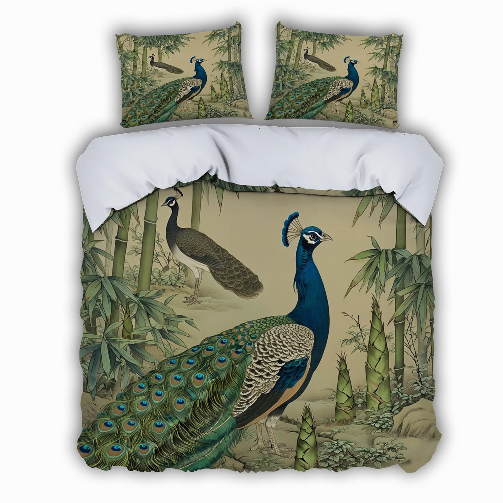 Parure de lit animaux esthétique paon 3D pour transformer votre chambre