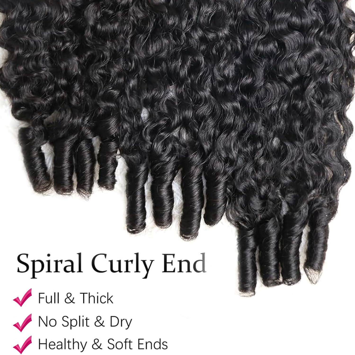 Burmese Curly Bundles Human Hair 16 18 20 Inches 100% Unprocessed Virgin Remy 3C4A Quick Weave Human Hair Extensions 12A Water Wave with Spiral End Raw for Women Double Weft Natural Black