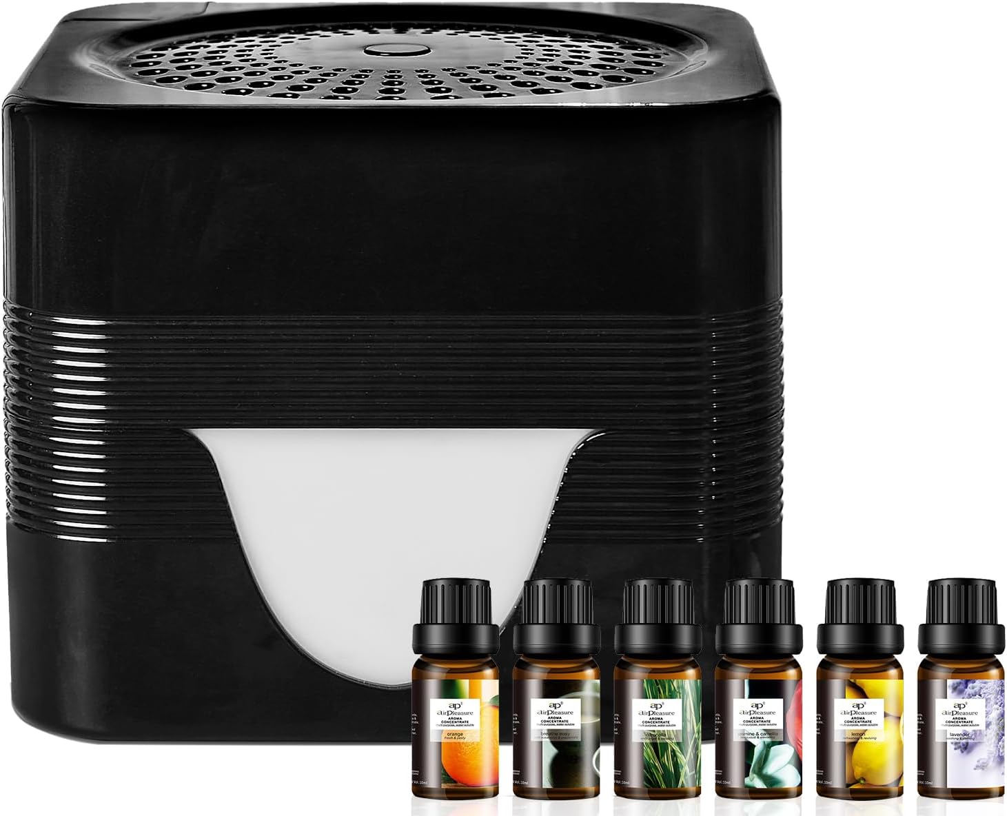 Water-Based Purifier Air Washer, Revitalizer with 6 LED Warm Color lights- Plus Lavender, Orange, Citronella, Lemon, Breathe Easy, Jasmine & Camellia, 10ml Each