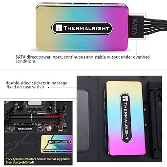 Thermalright Integrated ARGB Fan Hub, 10-Port 3 Pin PC Fan Controller, 5V Fan ARGB Hub, Support up to 10 Fans, SATA Power Cord Direct Input