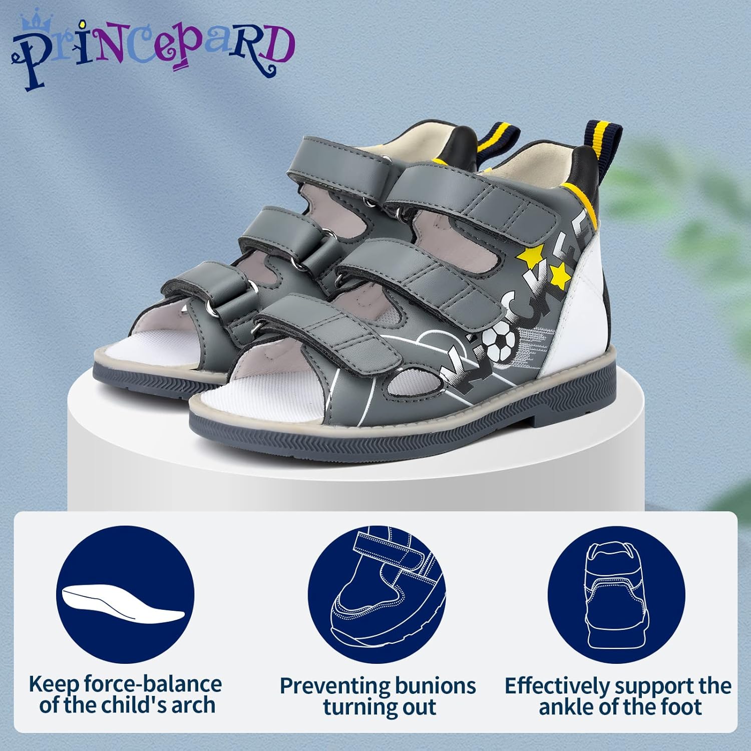 princepard Orthopedic Shoes for Kids,Corrective Summer Toddlers Low Top Sandals for Children with Arch and Ankle Support,Anti-slip Soles
