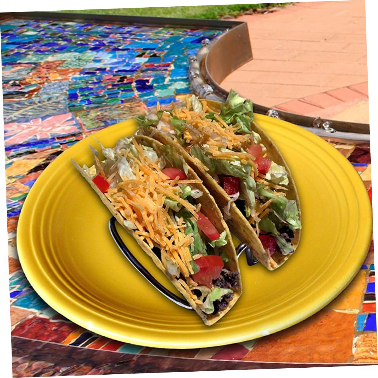 Cabilock Restaurant Style Mexican Food Stainless Steel Taco Holders Rack Double Holder Stand for Beautiful Taco Presentation Stackable Food Grade Electrolyzed Design