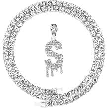 Gold Silver Initial Letter Necklaces for Men/Women, Dripping Initial Letter Pendant Necklaces A-Z, Mens Necklace Initial Letter chains