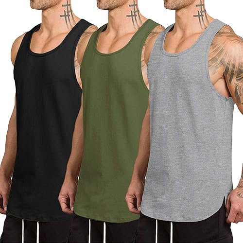 COOFANDY Camiseta sin mangas de secado rápido para hombre, paquete de 3 camisetas sin mangas para gimnasio, culturismo
